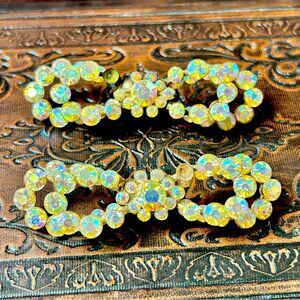 Antique 1920s Rhinestone Bow Shoe Clips
